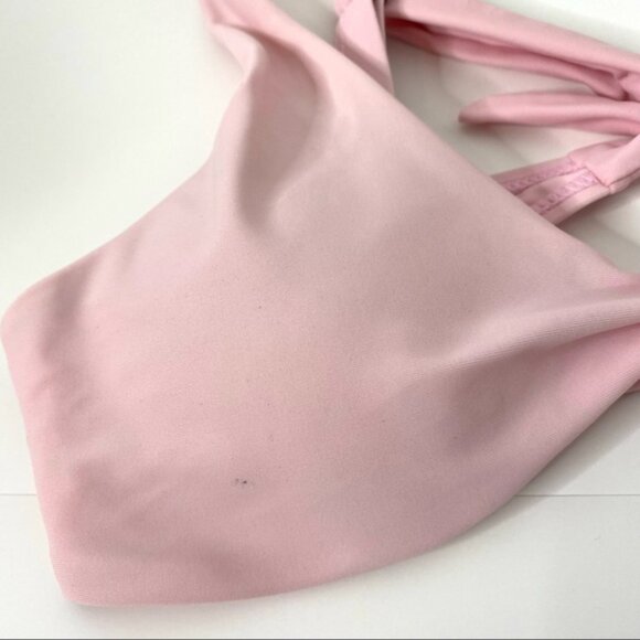 SHEIN Pink Wrap Front Tie Back Bikini Top - Picture 6 of 7